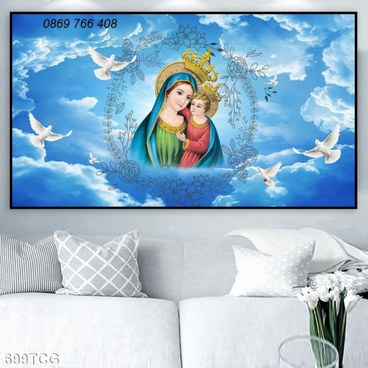 Tranh 3d Đức Mẹ công Giáo-Gạch tranh Thiên Chúa Treo tường9