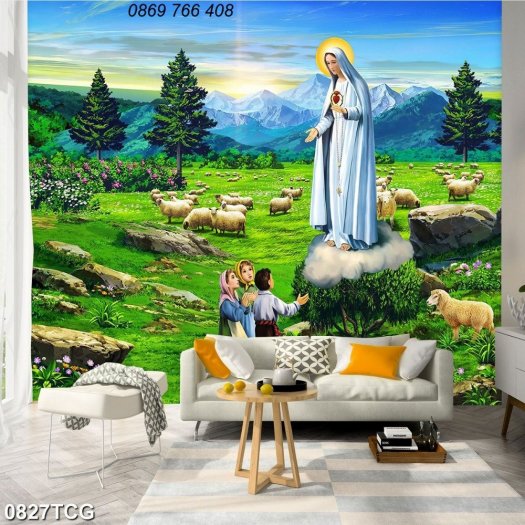 Tranh 3d Đức Mẹ công Giáo-Gạch tranh Thiên Chúa Treo tường6