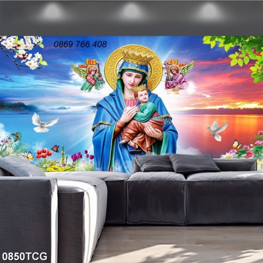Tranh 3d Đức Mẹ công Giáo-Gạch tranh Thiên Chúa Treo tường5