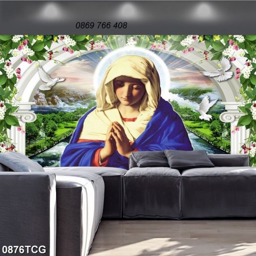 Tranh 3d Đức Mẹ công Giáo-Gạch tranh Thiên Chúa Treo tường2