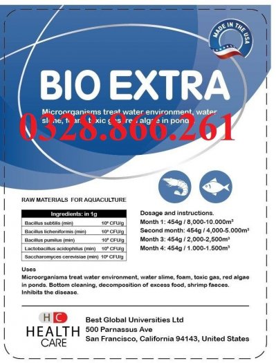 Bio Extra – Men vi sinh xử lý nước, xử lý đáy, ức chế vi khuẩn Vibrio0