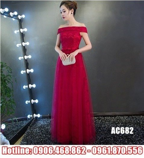 Váy cưới màu đỏ vai ngang công chúa,1