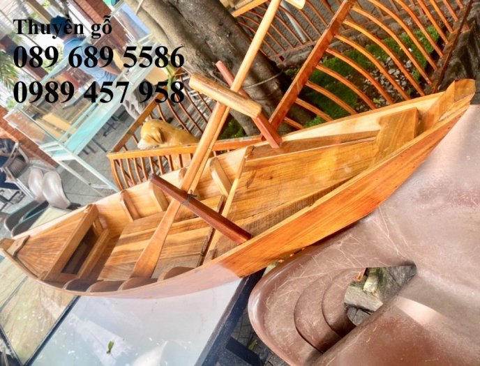 Mẫu thuyền gỗ trang trí hoa, bán thuyền gỗ trưng bày 4m1