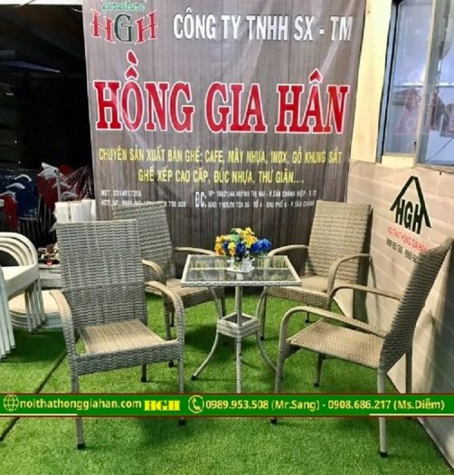 Bàn ghế mây nhựa sân vườn giá rẻ Tp.HCM Hồng Gia Hân M12150
