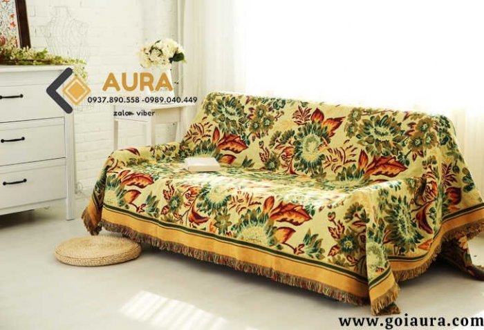 Thảm Sofa Thảm Dệt Cotton Mẫu Hoa Hướng Dương2
