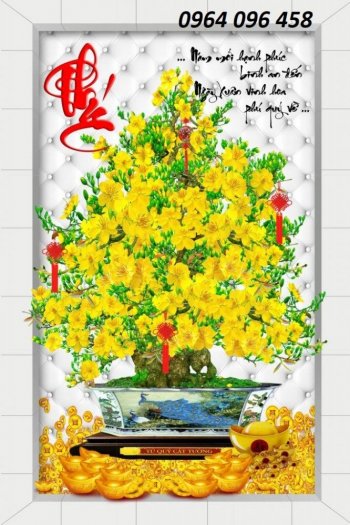 Tranh 3d hoa mai - tranh gạch hoa mai 3d - YVX3310