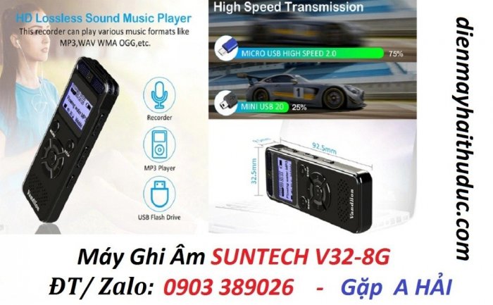 Máy ghi âm Suntech V32-8G chất lượng ghi âm phát to, nghe rõ3