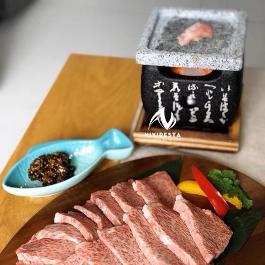 Bếp nướng than kiểu Nhật kèm vỉ nướng bằng đá nguyên khối (size vuông nhỏ) giá rẻ0