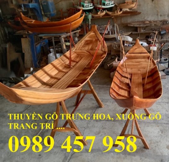 Thuyền gỗ trưng hải sản 1m5, 2m, Xuồng gỗ trưng bày 2m, xuồng gỗ 2m50