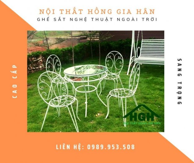 Bàn ghế sắt nghệ thuật hiện đại Tp.HCM Hồng Gia Hân S5162
