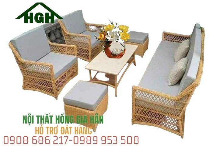 Bộ Sofa mây nhựa phòng khách giá tốt Tp.HCM Hồng Gia Hân M5146