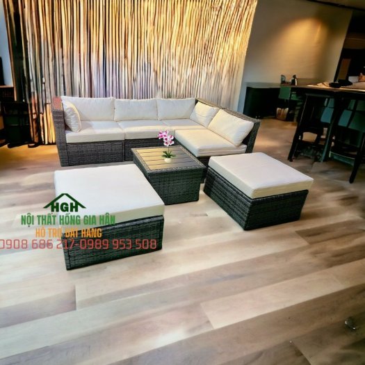 Sofa mây nhựa xuất khẩu thanh lý rẻ đẹp Hồng Gia Hân S632