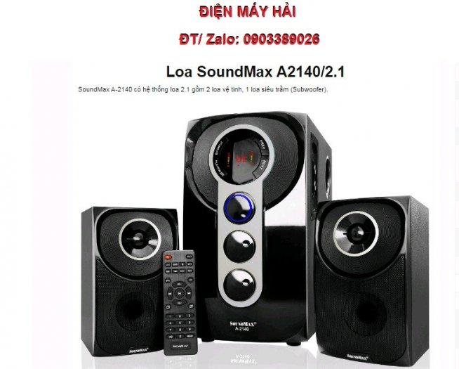 Loa vi tính SoundMax  A-2140 / 2.1 công suất lớn 60 Watt