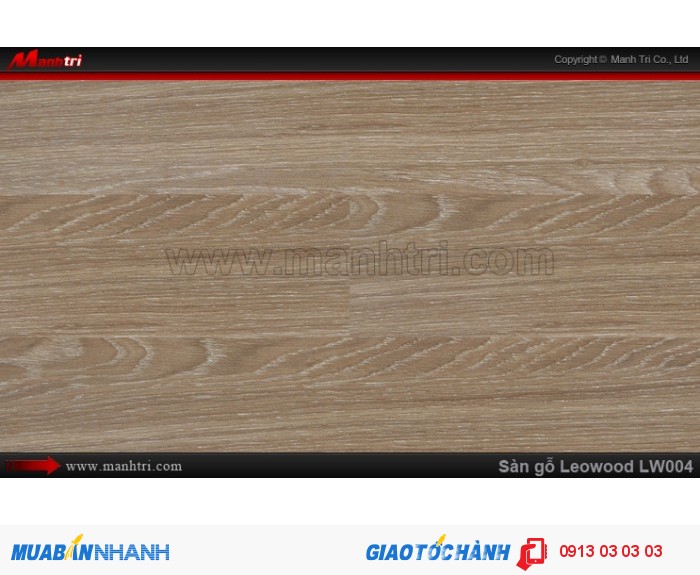 Sàn gỗ công nghiệp Leowood LW004, dày 8mm, chống mài mòn, độ bền cao