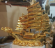 Tượng thuyền bằng đồng mạ vàng cao 68x 81 cm