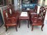 Bộ Bàn Ghế Guột Móc Mỏ Khảm Đá Gỗ Gụ