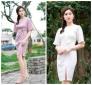 Đầm công sở xẻ đùi kết 2 bông hồng