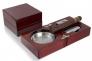 Gạt tàn xì gà - Bộ gạt tàn, bật lửa, dao cắt xì gà Mantello Folding Wood Cigar Ashtray Set Cherry Wood