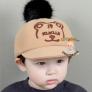 Nón Kết Lật Viền Cho Bé Mặt Gấu Đính Quả Bông !