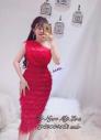 Đầm body lưới lệch vai