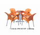 Bộ bàn ghế nhựa cà phê, màu cam, nhựa đặc