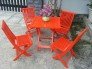 Bộ bàn ghế gỗ xếp, màu cam nổi bật, giao hàng toàn quốc