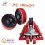 Bánh xe nâng tay PU 180x50mm, bánh lái lớn ngay chân thủy lực