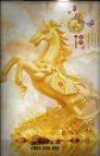 Tranh Ngựa Phong Thủy -Gạch Tranh Ngựa Vàng