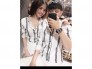 Áo sơ mi cặp thời trang nam nữ sọc đứng họa tiết Versace