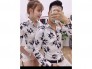Áo sơ mi cặp dài tay thời trang họa tiết đầu chó