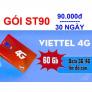 Đăng ký 4G gói cước ST90 Viettel nhận 60GB data chỉ với 90k/tháng