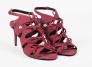 Sandal cao gót nữ Balenciaga Rouge Cerise Red Suede Cutout Bow Sandals