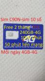 Sim 4G thần tài NOW Free 2 tháng (C90N) 240GB+1000 phút-10 số