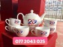 Ấm chén trà tết giá rẽ. Sứ trắng hộp xi