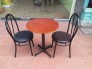 Bộ bàn gỗ mặt tròn và ghế gỗ bọc nệm,1 bàn +2 ghế