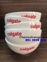 Chén sứ trắng rẻ làm quà tặng tết, chén sứ trắng in logo colgate