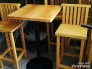 Bộ bàn ghế gỗ chân cao sơn màu vàng