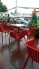 Ghế nhựa rộng màu đỏ phong cách mới cho quán cafe