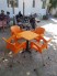 Lô bàn ghế nhựa đúc màu cam