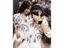 Áo sơ mi cặp nam nữ họa tiết tiến đến kim cương