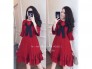 Đầm đỏ xếp ly tầng