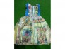 Đầm voan xanh 2 lớp phối viền xanh đậm