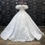 Áo cưới cao cấp tùng vi tính, ren ẩn, tay rũ - K905