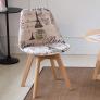 Ghế cafe chân gỗ lưng nhựa bọc vải họa tiết