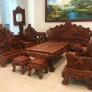 Bộ bàn ghế đồng kỵ nghê đỉnh gỗ hương đỏ