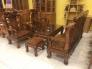 Bộ bàn ghế chạm đào gỗ hương tay 10 – BBG16