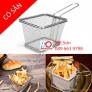 Sọt inox 304 mạ vàng hình vuông, hình tròn đựng đồ chiên giòn phục vụ khách tại bàn – Quy Nhơn