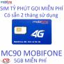 Sim 4G có sẵn 2 tháng gọi Mobifone dưới 10 phút 5gb tốc độ cao Siêu Thần Tài MC90