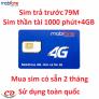 Sim 4G FREE 2 tháng thần tài 79M+1000 phút mobifone +4GB-DN