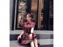 đầm xoè sơ mi bbr đỏ đô